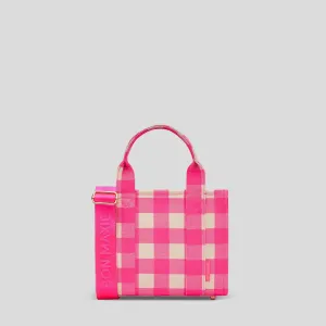 Micro Bon Vivant Structured Tote Bag -- Neon Pink Gingham