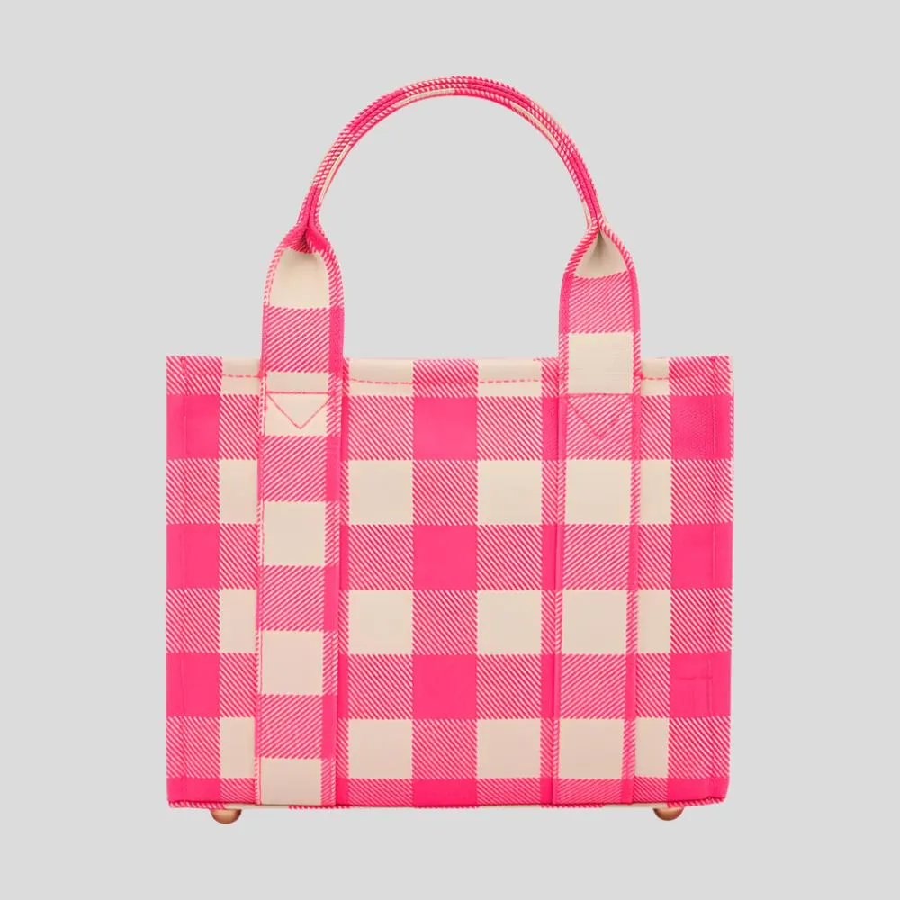 Micro Bon Vivant Structured Tote Bag -- Neon Pink Gingham