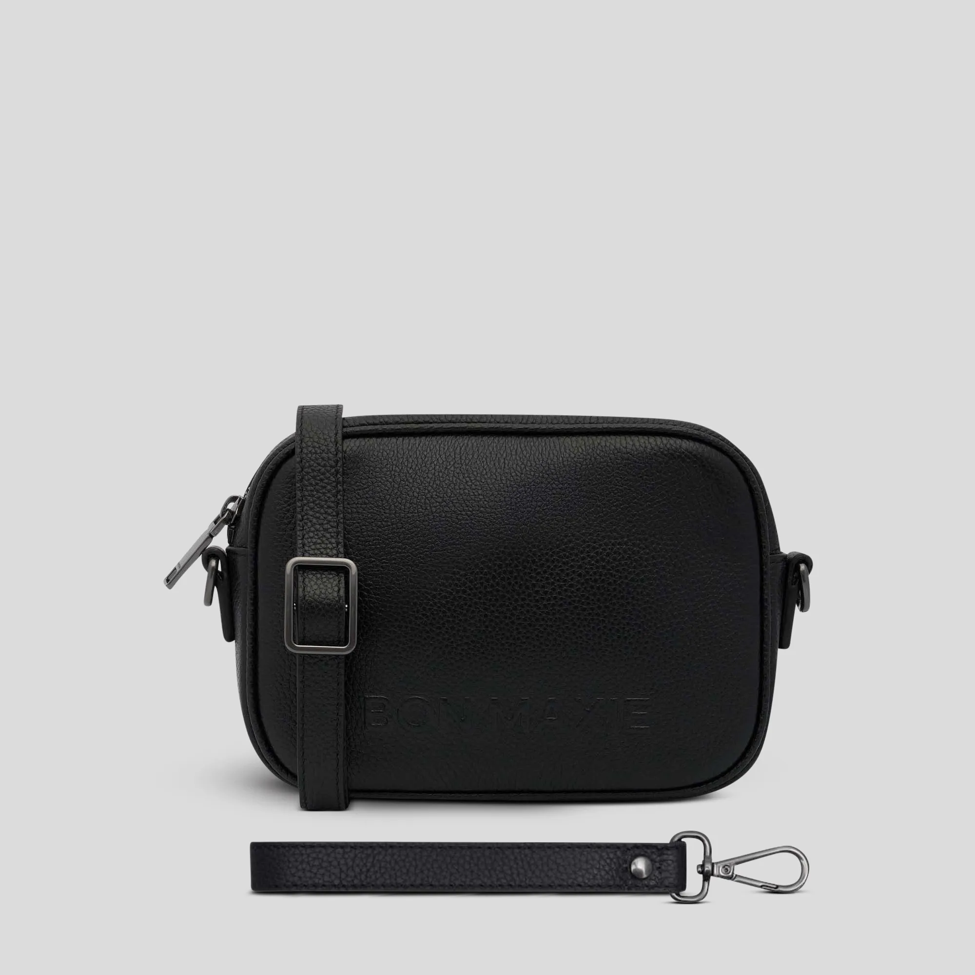 Mini Sidekick Leather Wallet Crossbody -- Black