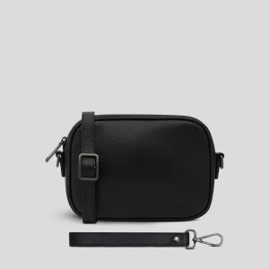 Mini Sidekick Leather Wallet Crossbody -- Black