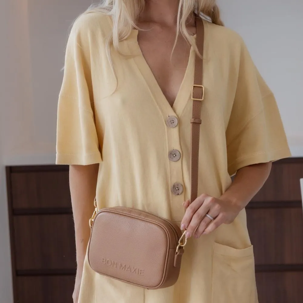 Mini Sidekick Leather Wallet Crossbody -- Tan