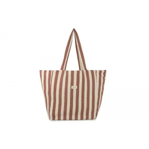 nobodinoz Portofino Beach Bag Rusty Red Stripes