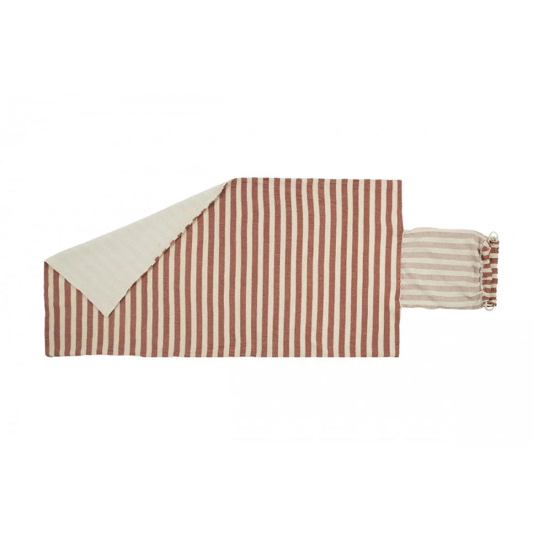 nobodinoz Portofino Beach Towel Bag Set Rusty Red Stripes