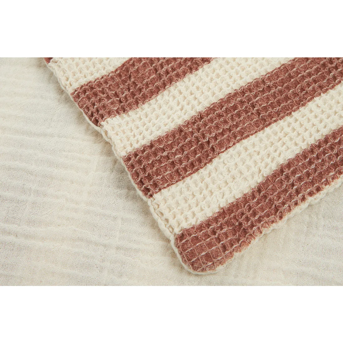 nobodinoz Portofino Beach Towel Bag Set Rusty Red Stripes