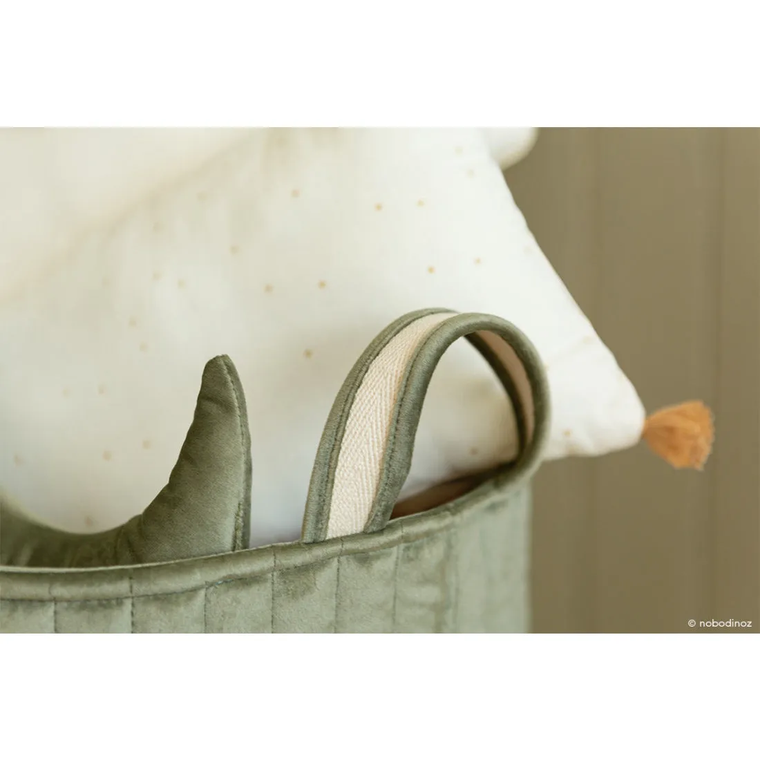 nobodinoz Savanna Velvet Toy Bag Olive Green