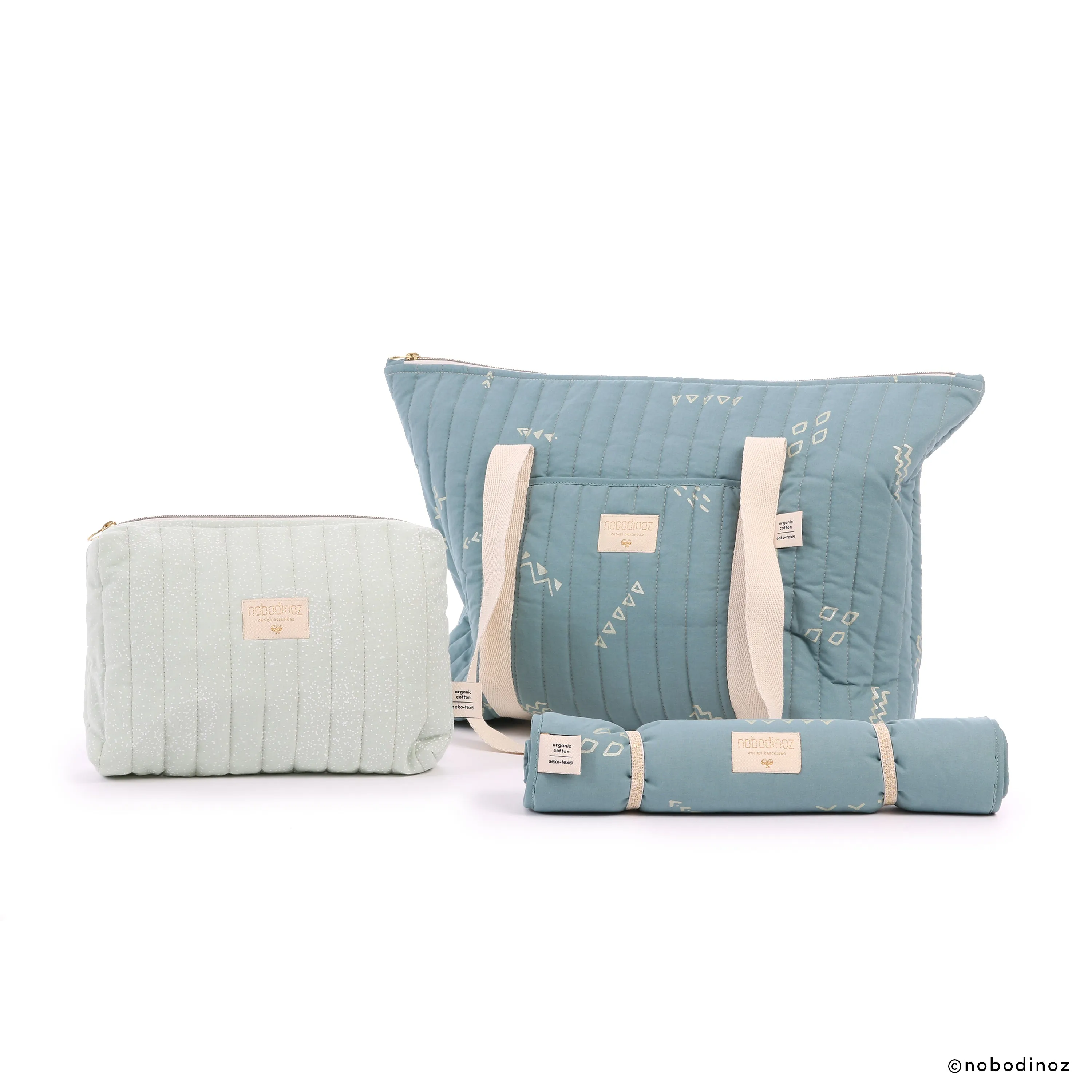 nobodinoz Travel Vanity Case White Bubble/Auqa