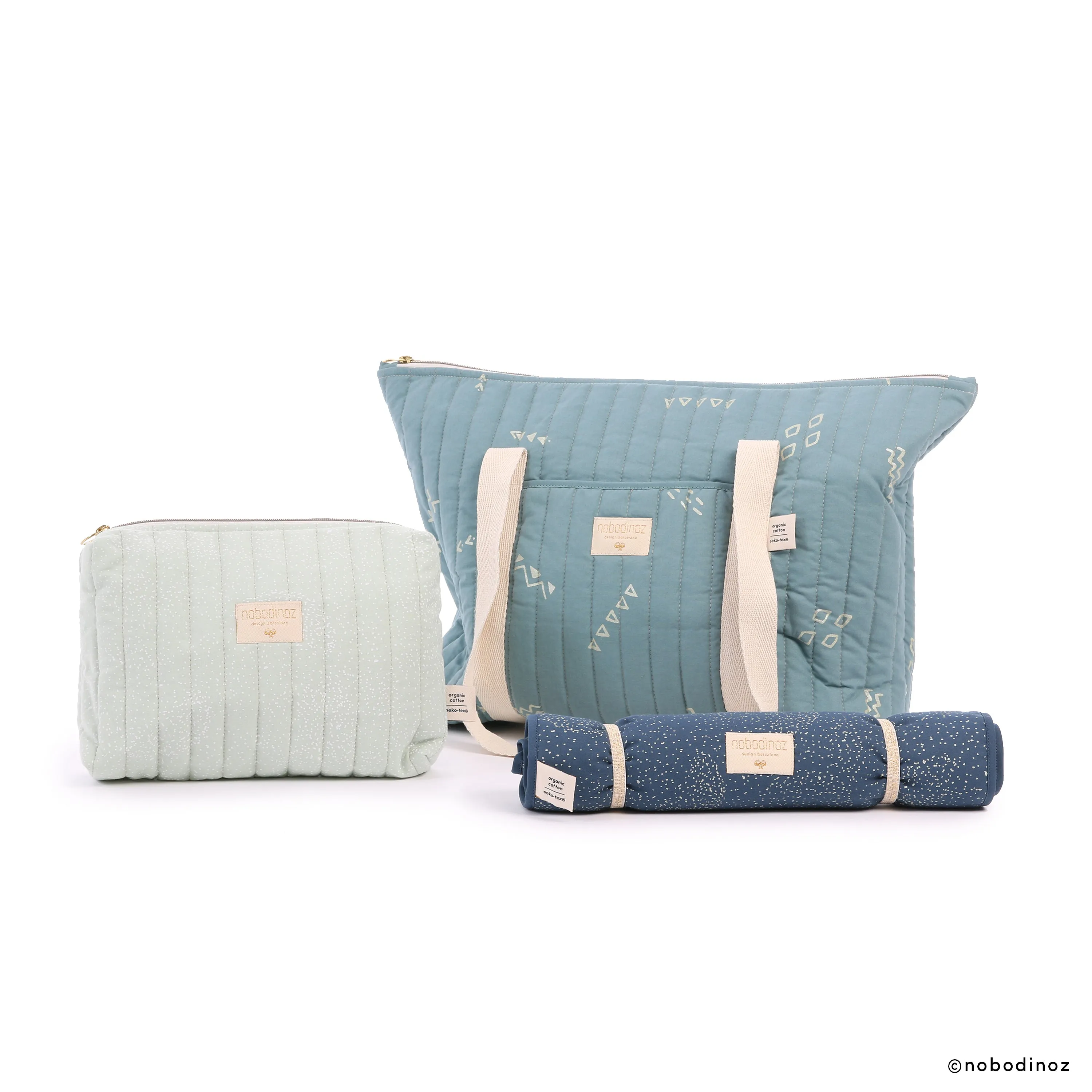 nobodinoz Travel Vanity Case White Bubble/Auqa
