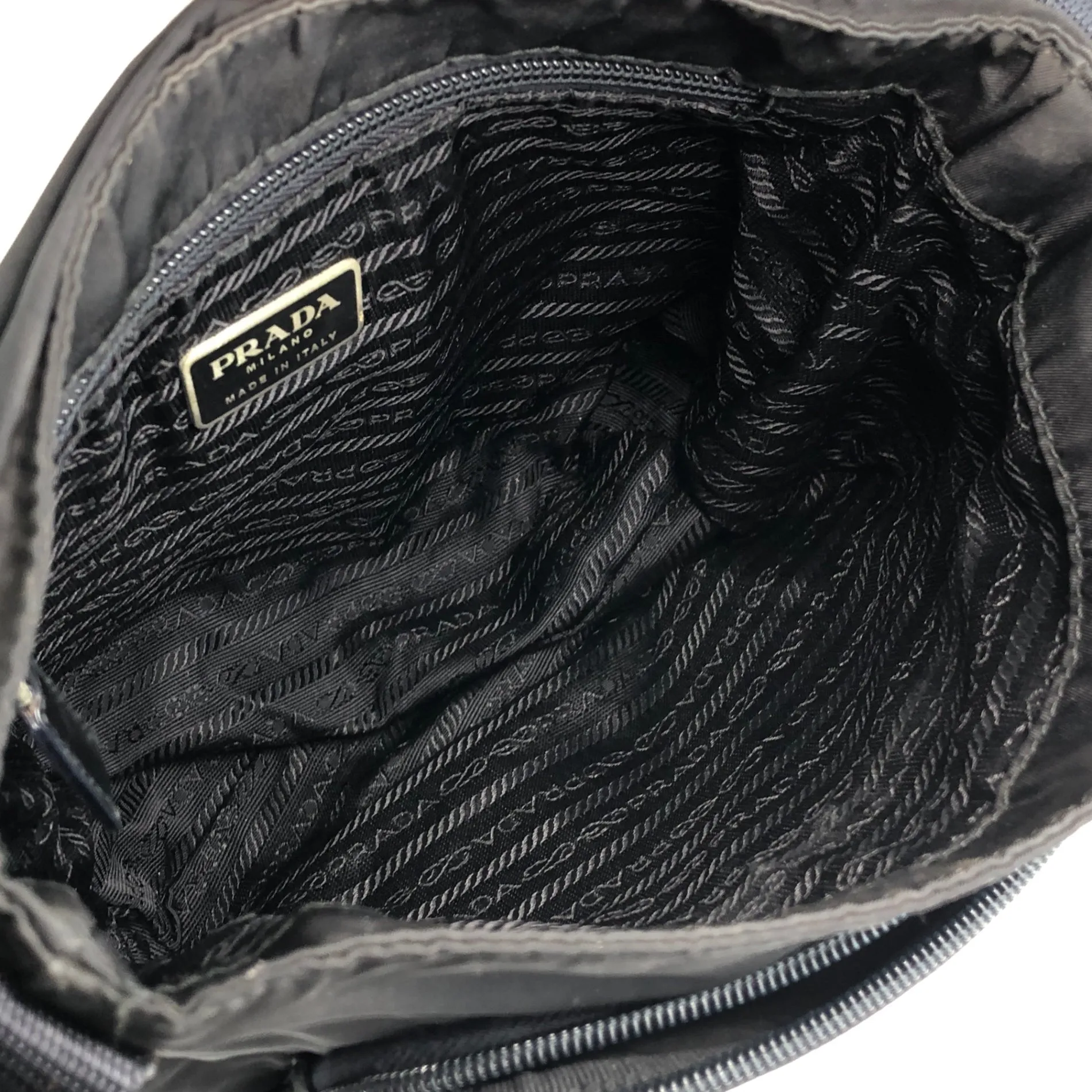PRADA Triangle Logo Front Buckle Shoulder bag Black Vintage uiz535
