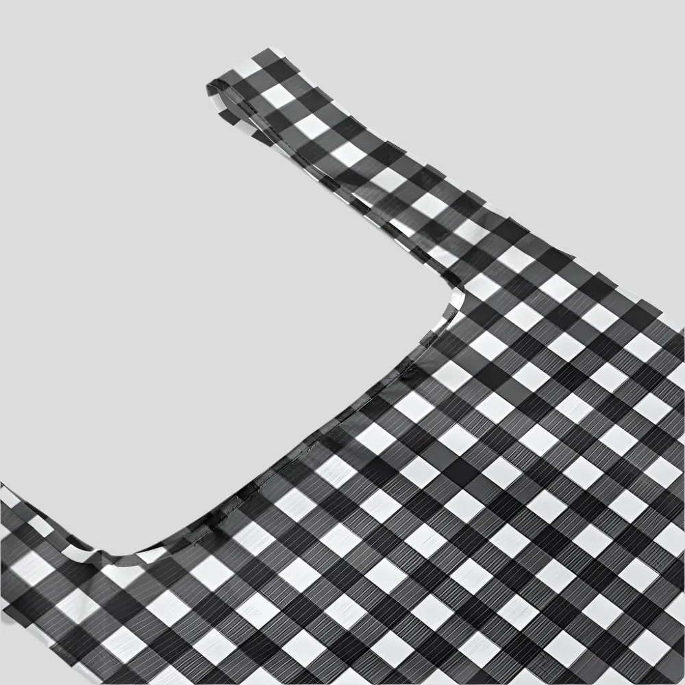 Reusable Shopping Bag - 2 Sizes -- Black Small Gingham