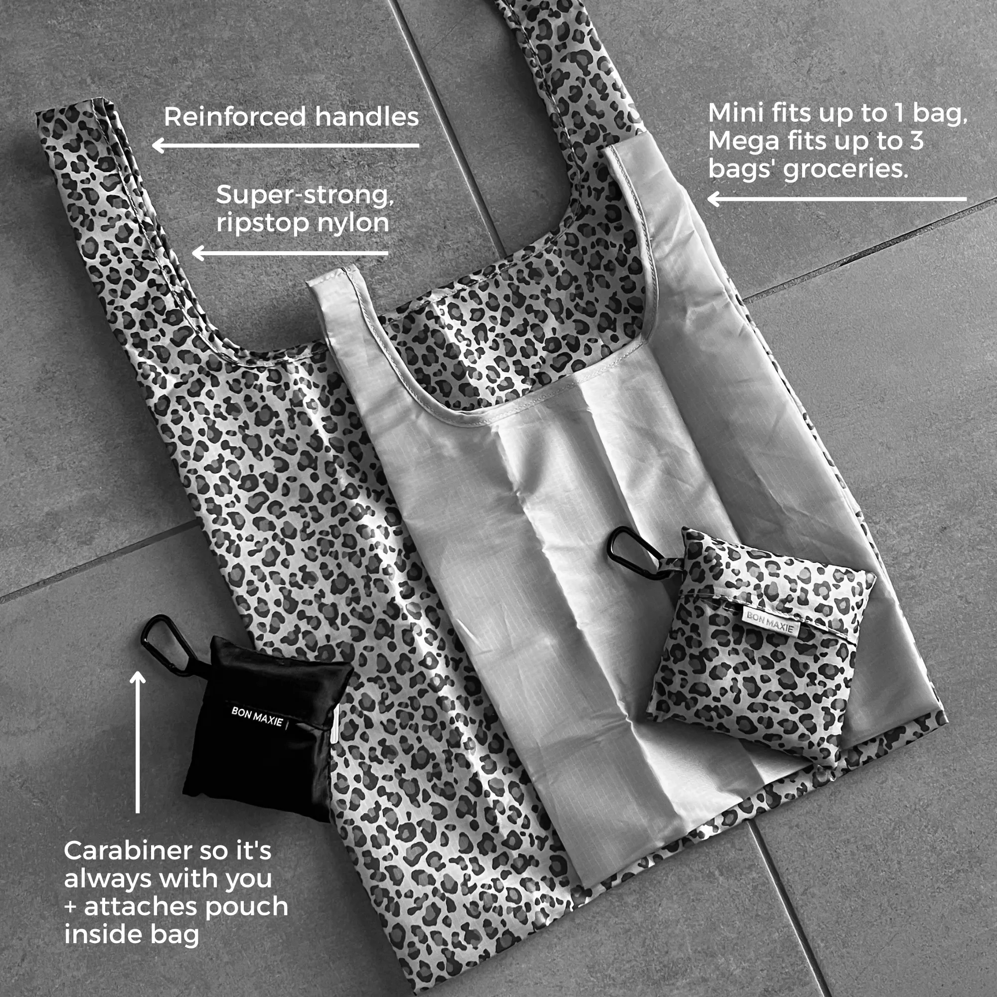 Reusable Shopping Bag - 2 Sizes -- Leopard