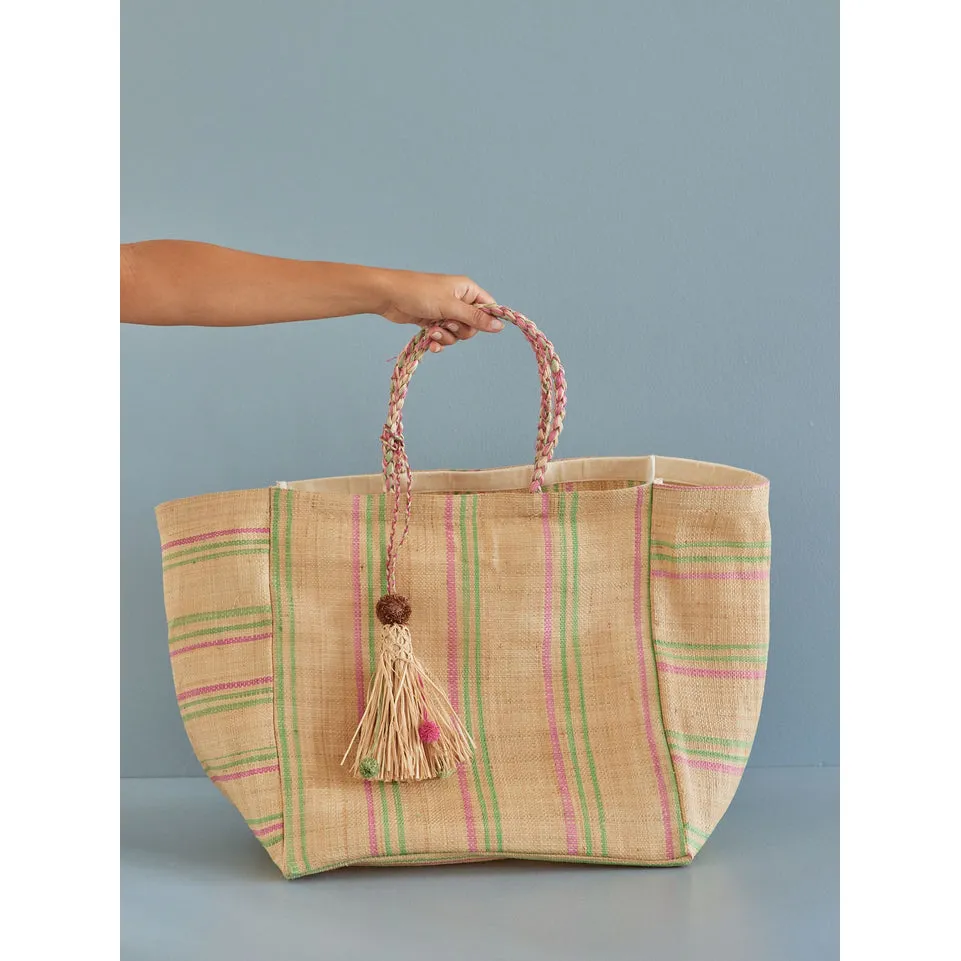 Rice DK Fabric Shopping Bag with Pink and Green Details