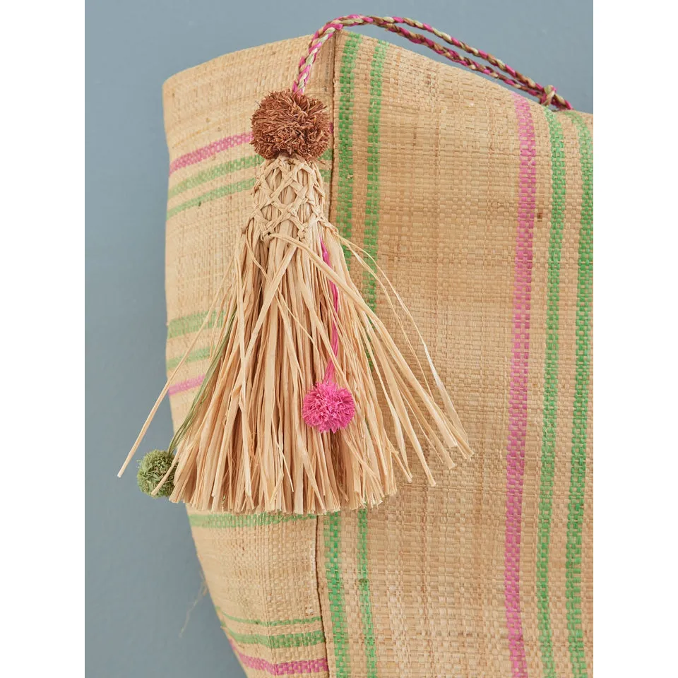 Rice DK Fabric Shopping Bag with Pink and Green Details