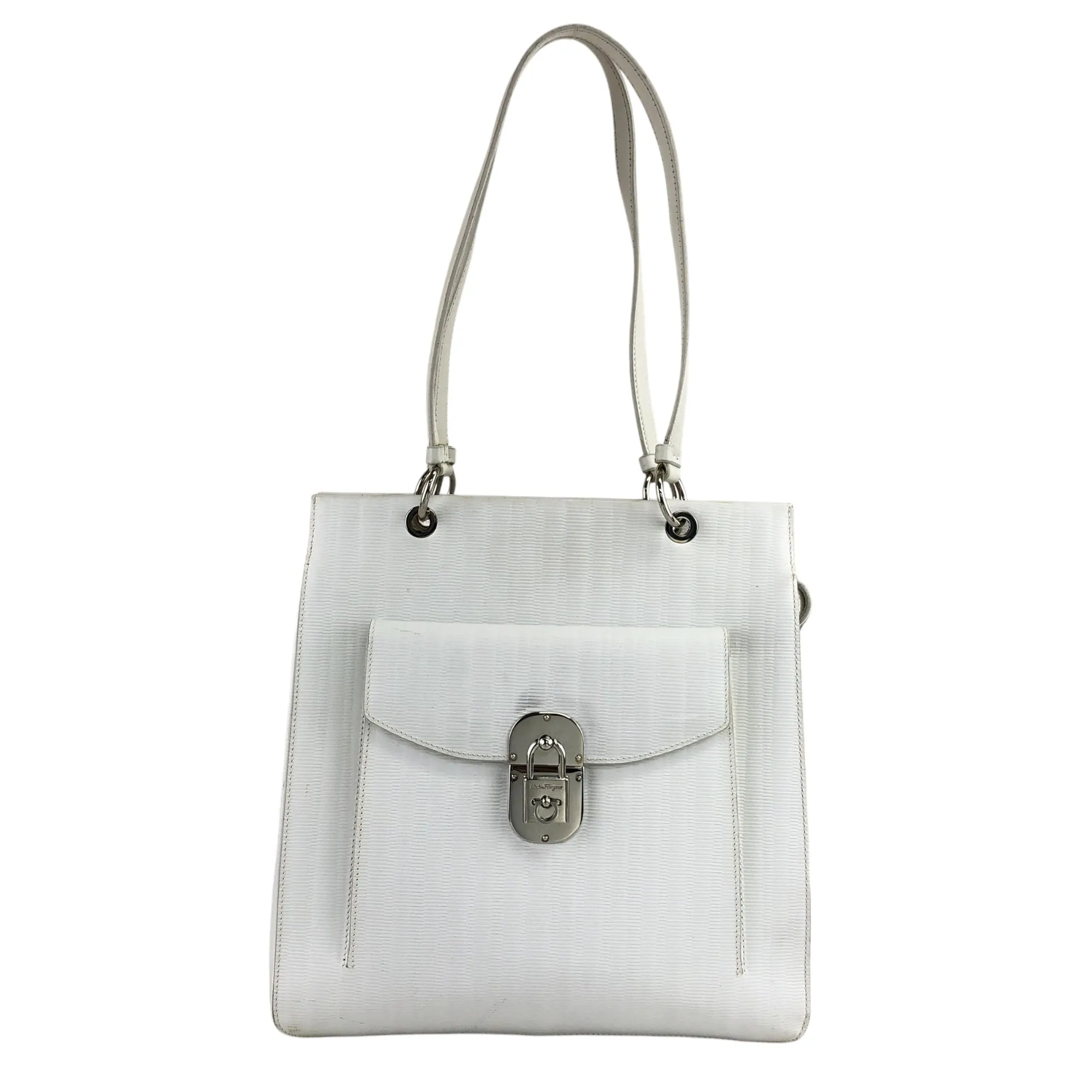 Salvatore Ferragamo Gancini Padlock Shoulder bag White Vintage 7g4vvu