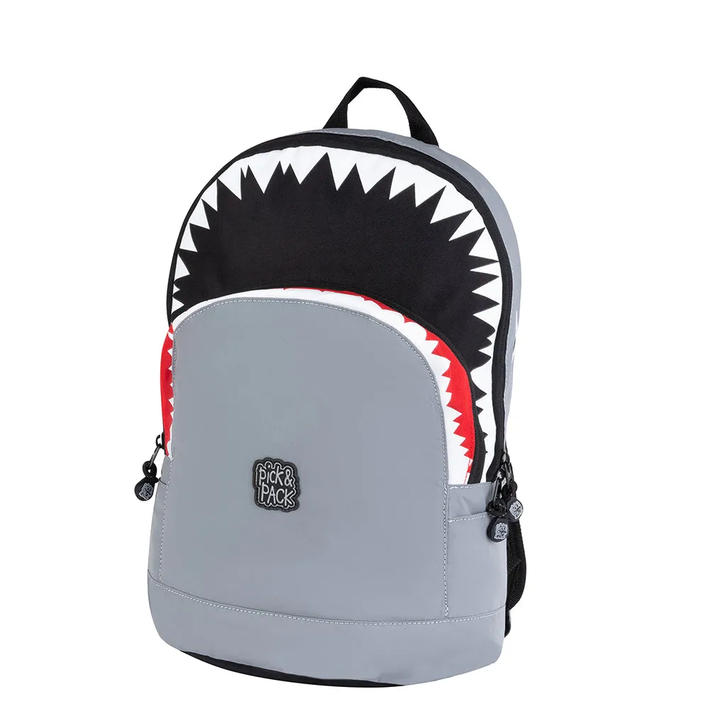 Shark Shape Backpack M Visible grey (reflective)
