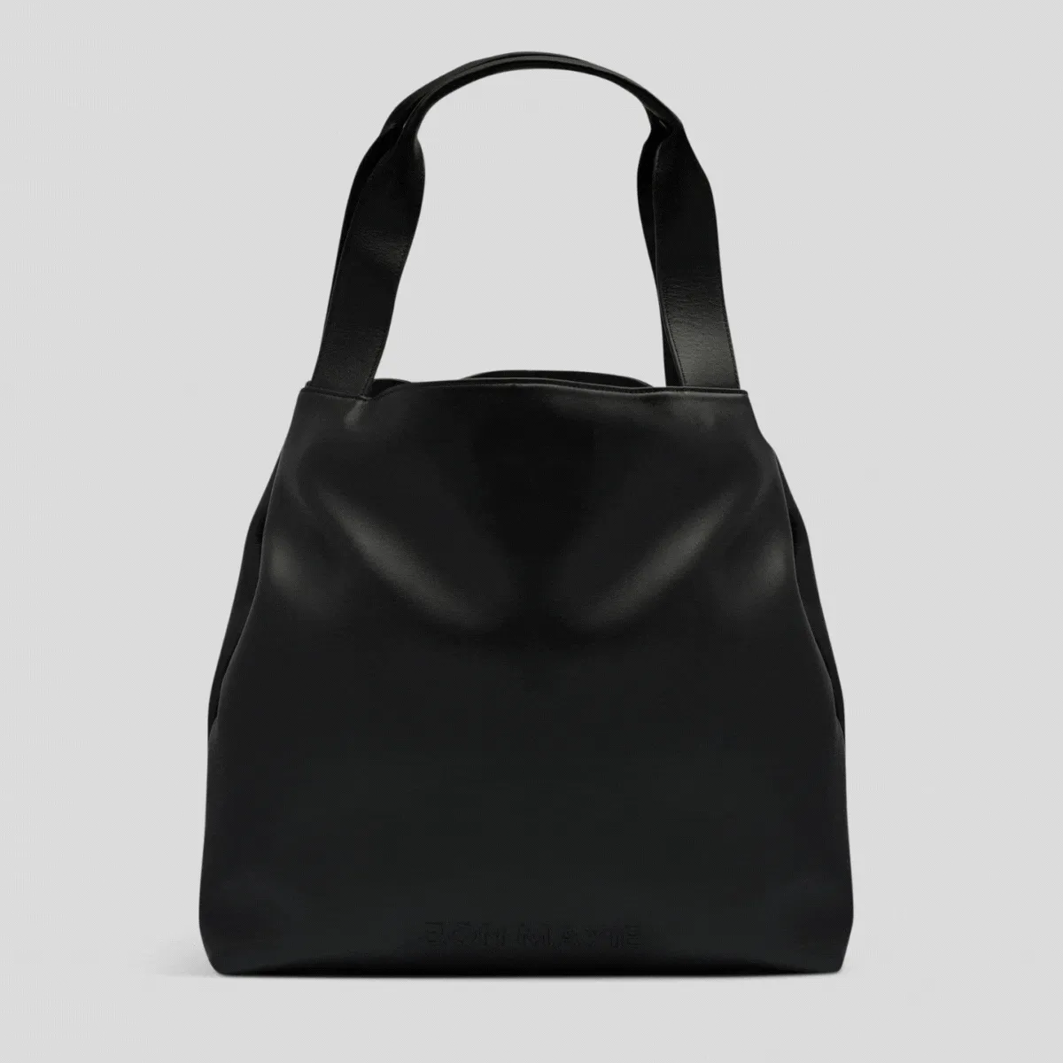 Slouchy Leather Hobo Tote Bag -- Black