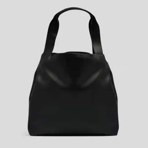 Slouchy Leather Hobo Tote Bag -- Black