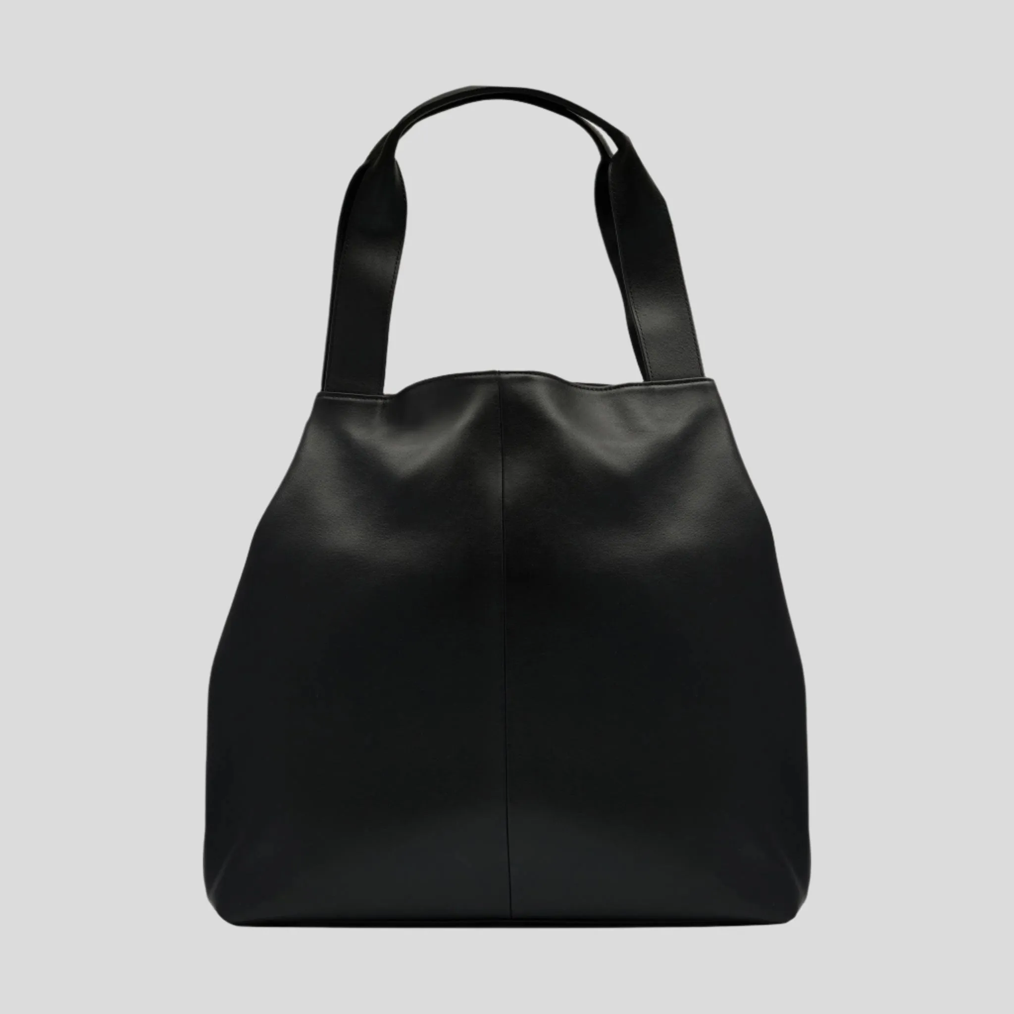 Slouchy Leather Hobo Tote Bag -- Black