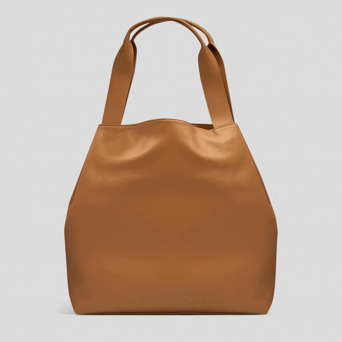 Slouchy Leather Hobo Tote Bag -- Tan