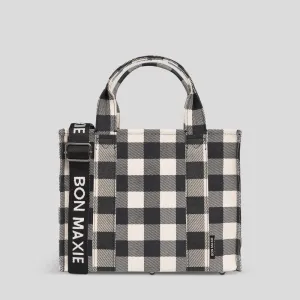 Small Bon Vivant Structured Tote Bag -- Black Gingham