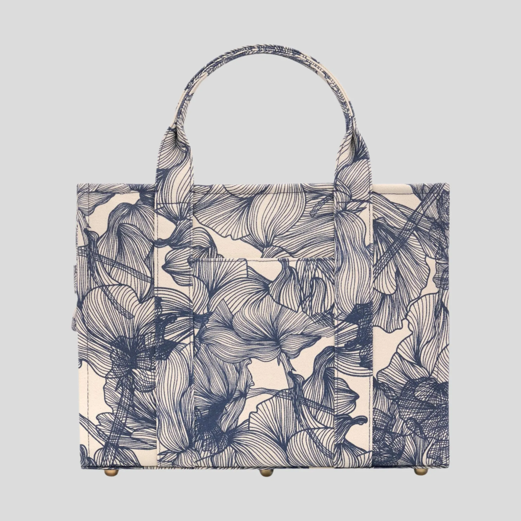 Small Bon Vivant Structured Tote Bag -- Navy Floral