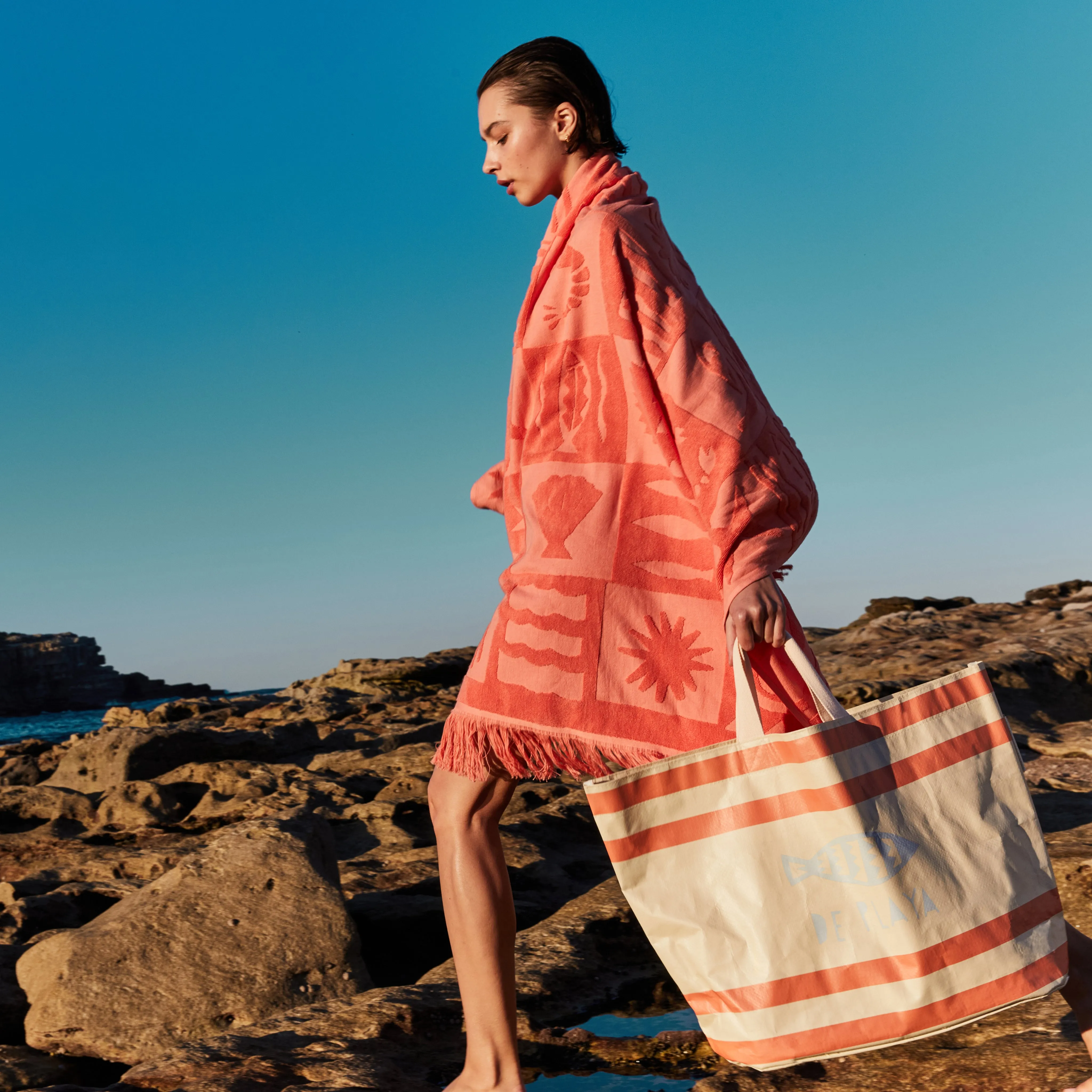 SUNNYLiFE Carryall Beach Bag De Playa Coral