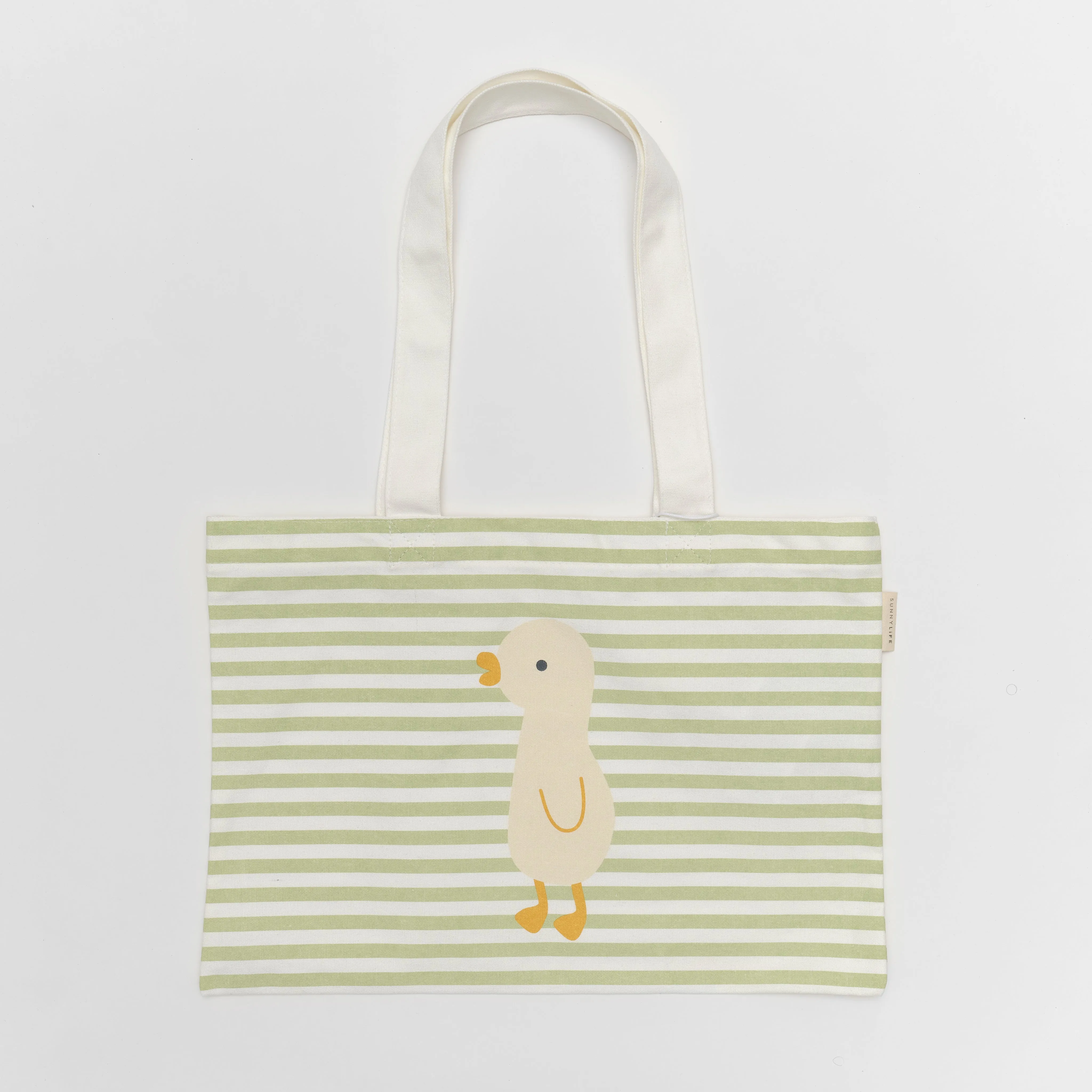 SUNNYLiFE Kids Canvas Beach Bag Duck Sage Stripe