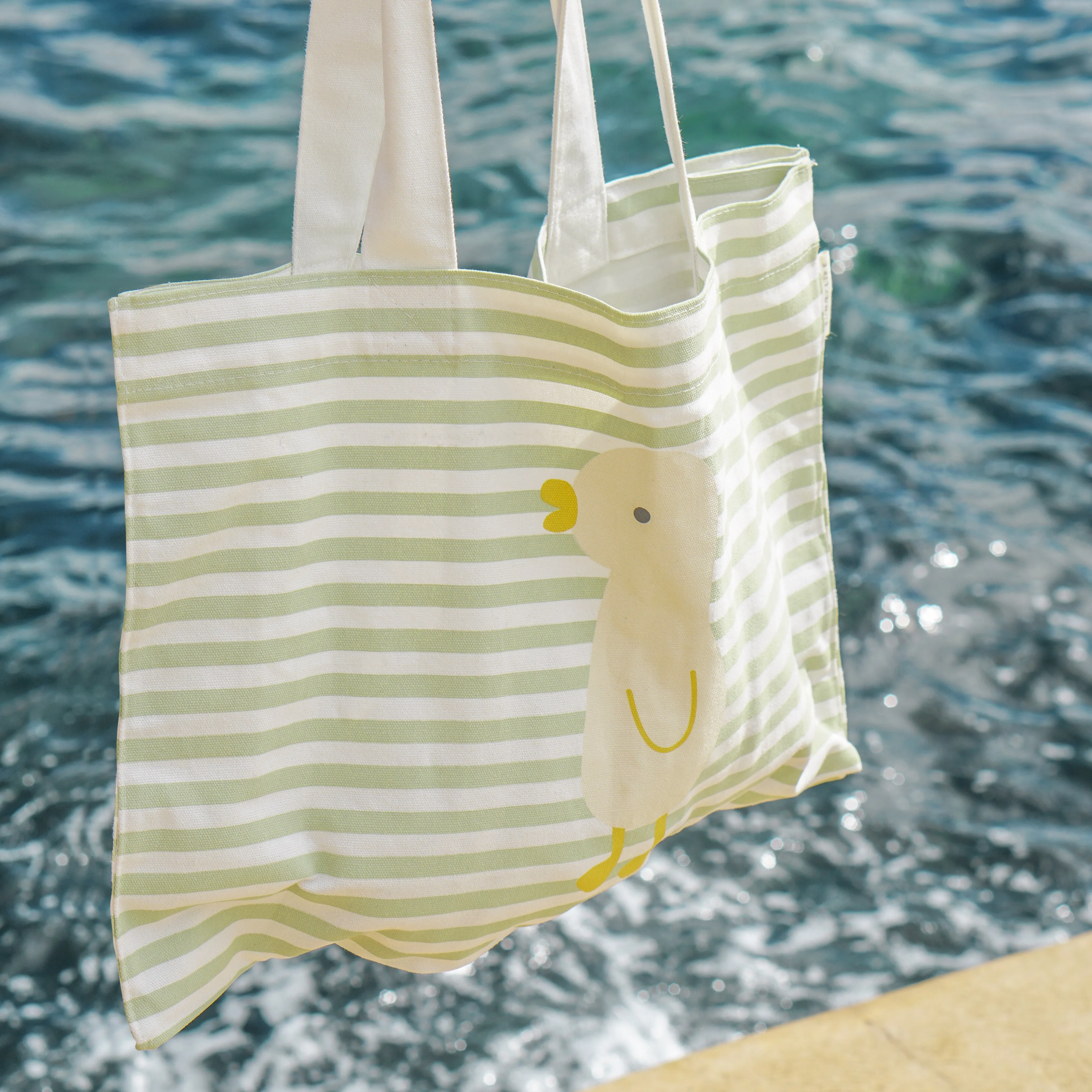 SUNNYLiFE Kids Canvas Beach Bag Duck Sage Stripe