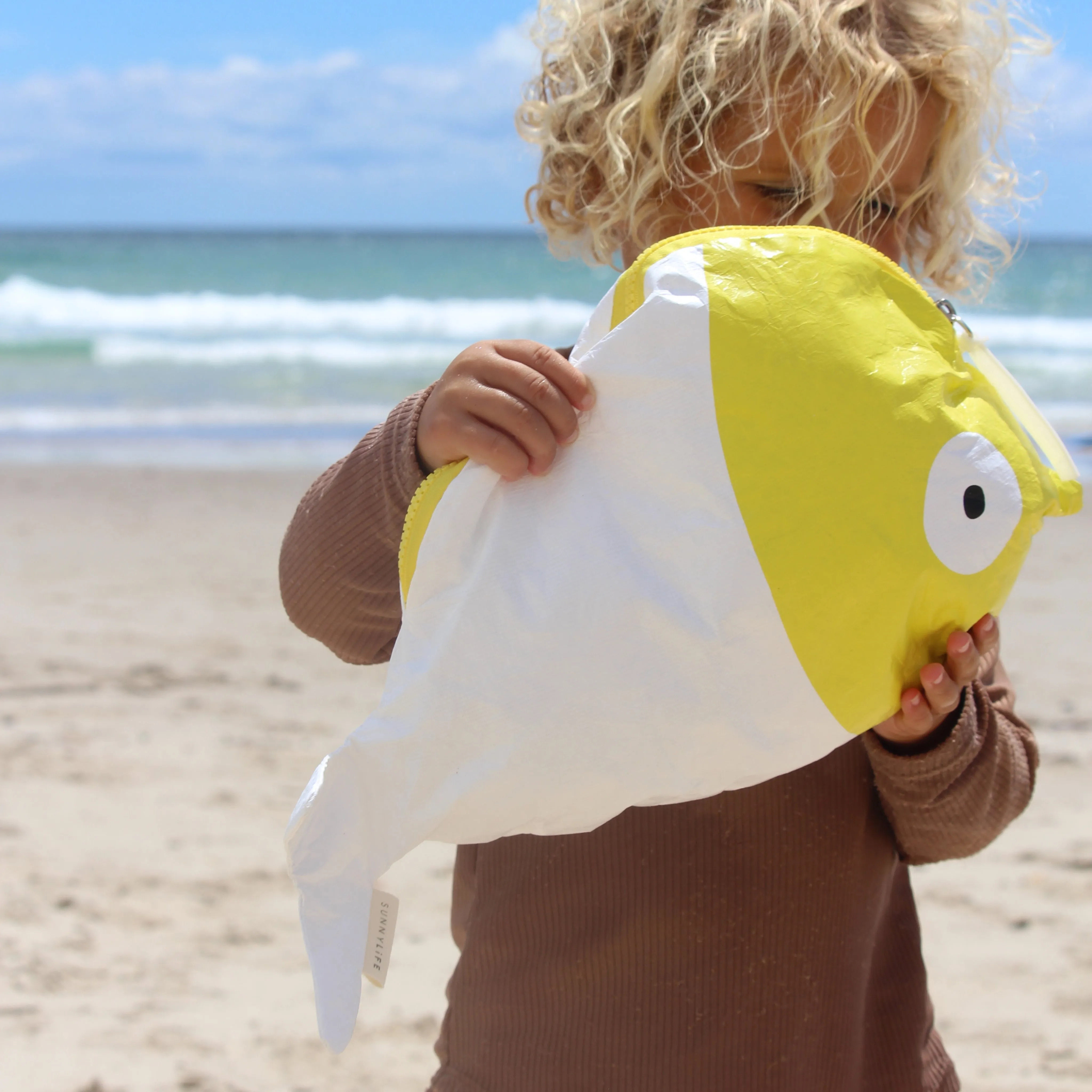 SUNNYLiFE Kids Wet Bag Finn The Fish Neon Yellow