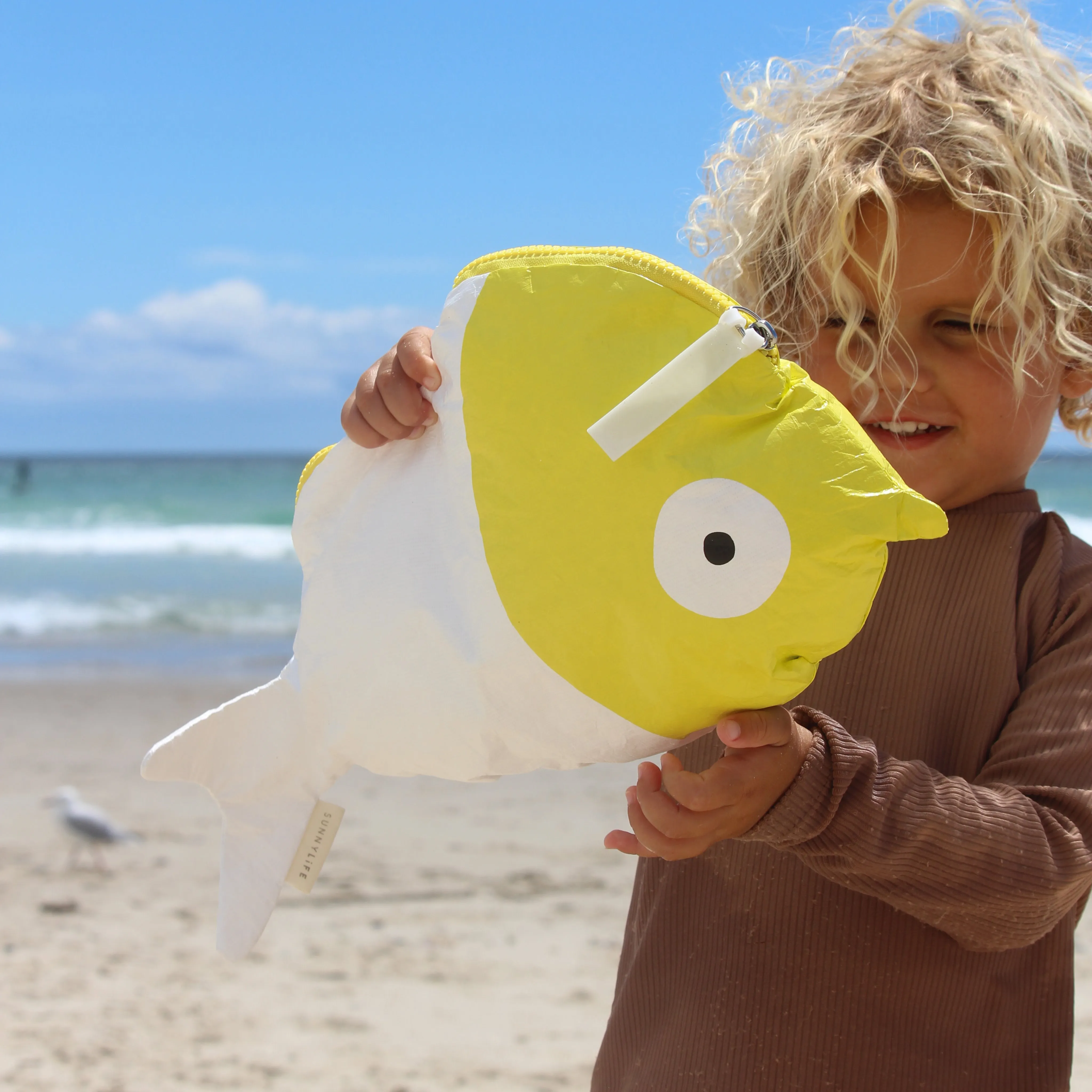 SUNNYLiFE Kids Wet Bag Finn The Fish Neon Yellow