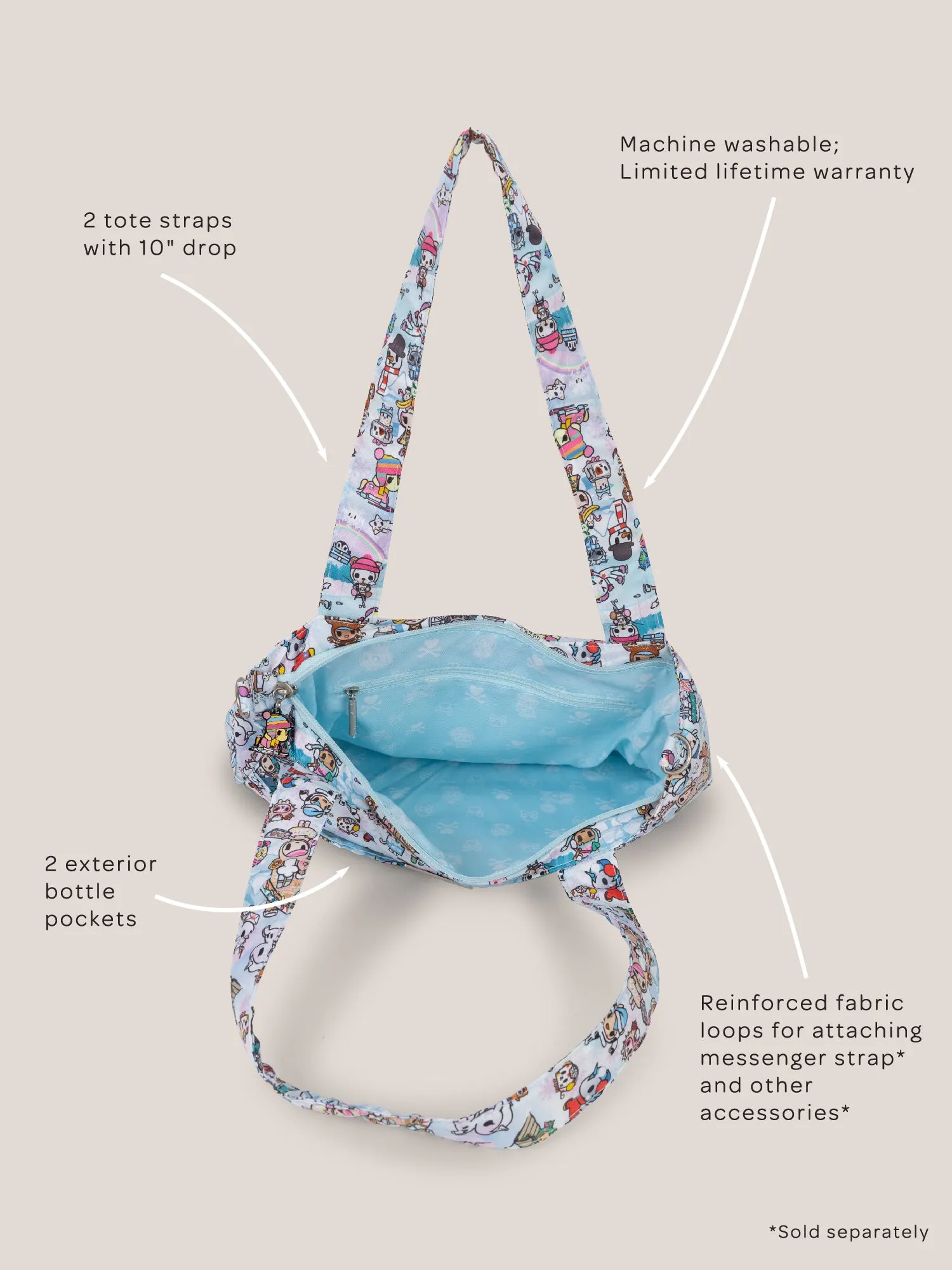 tokidoki Snow Day Be Light Diaper Bag Tote  Ice Blue