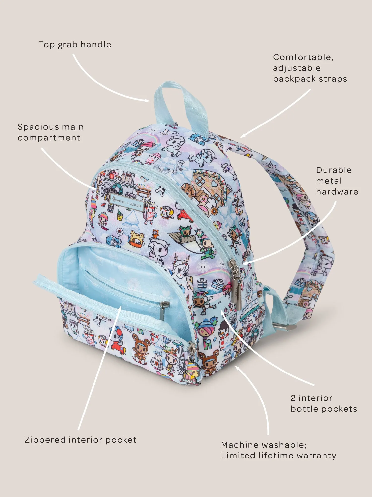 tokidoki Snow Day Everyday Mini Small Diaper Bag Backpack  Ice Blue
