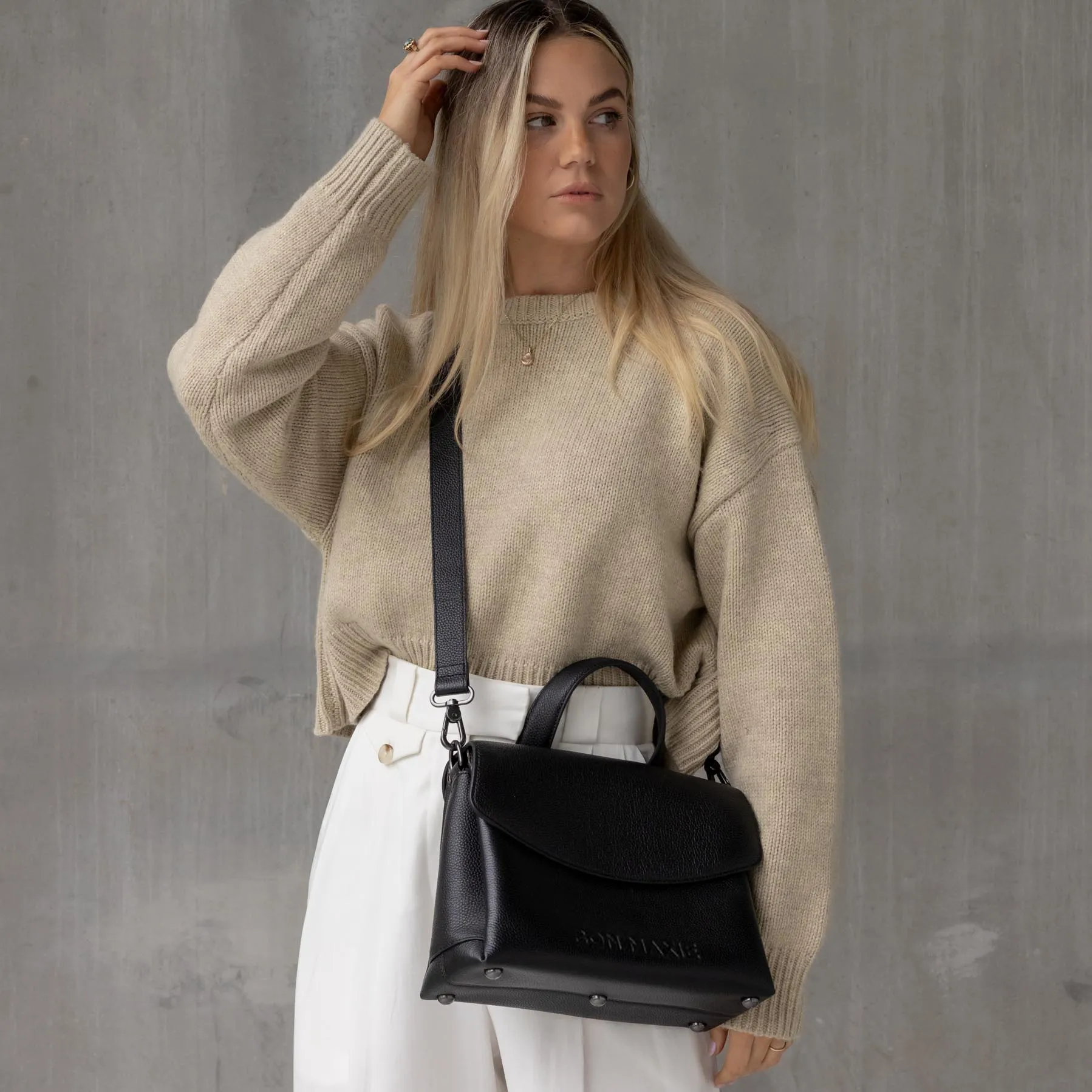 Tryhard Leather Crossbody Bag -- Black