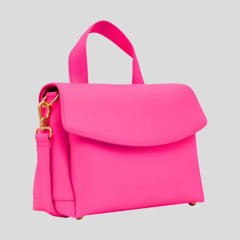 Tryhard Leather Crossbody Bag -- Neon Pink