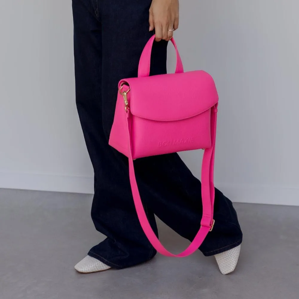 Tryhard Leather Crossbody Bag -- Neon Pink