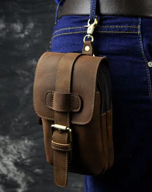 Vintage Leather Cigarette Cases Belt Pouch for Men Waist Bag BELT BAG For Men