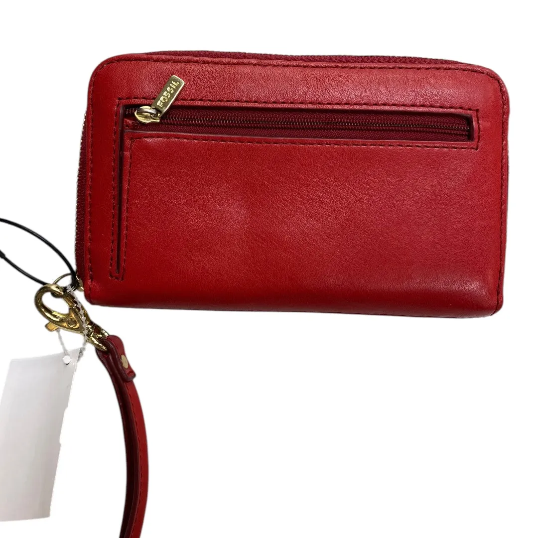Wallet Leather By Fossil In Red, Size:Medium