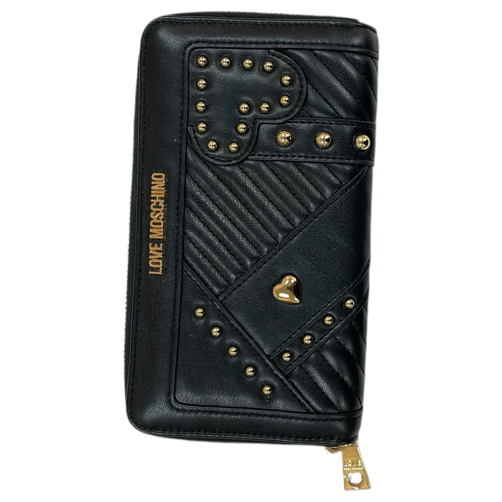 Wallet Leather By Love Moschino In Black, Size:Large