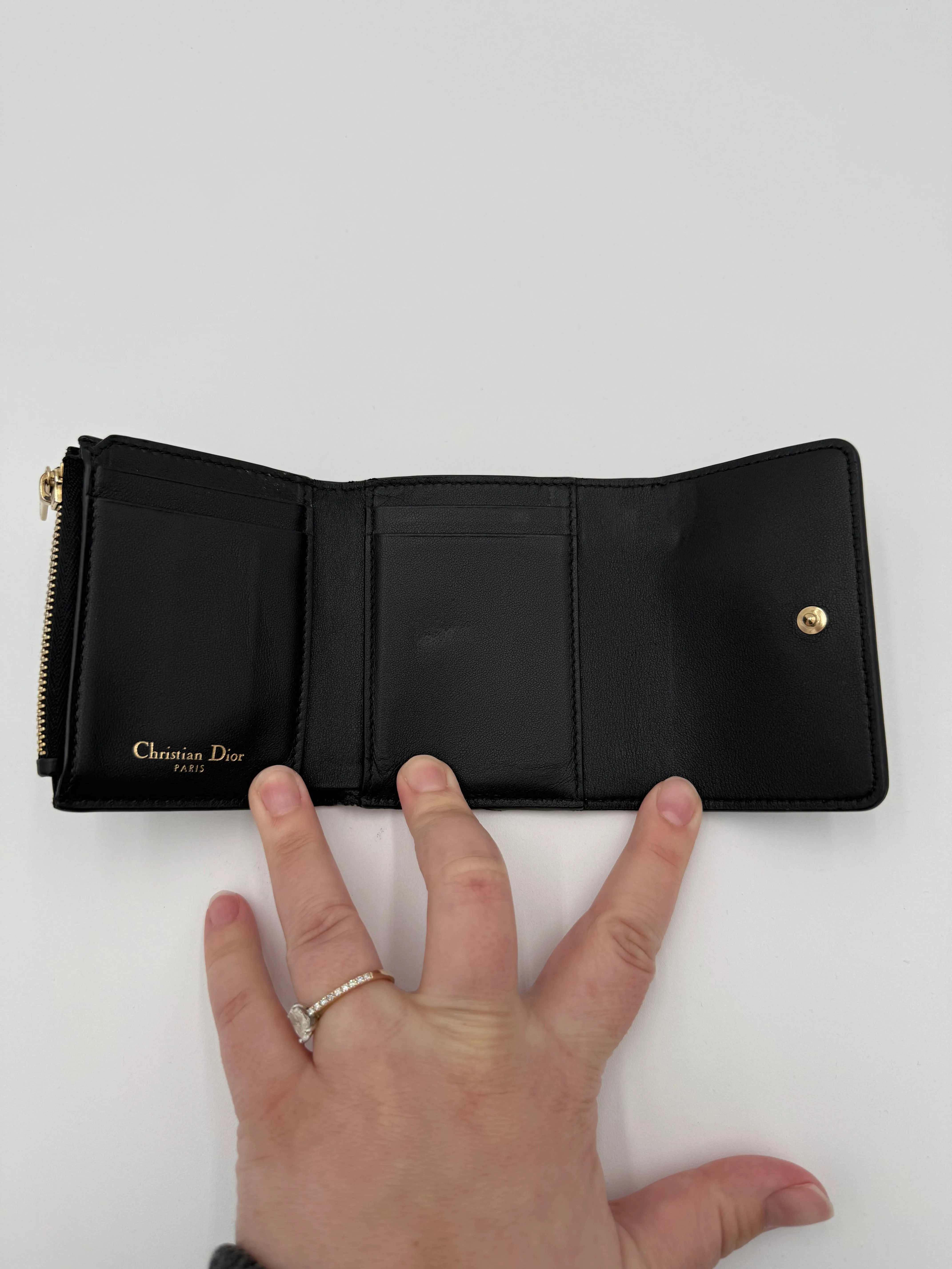 Wallet Luxury Designer By Dior In Black & Gold, Size:Medium