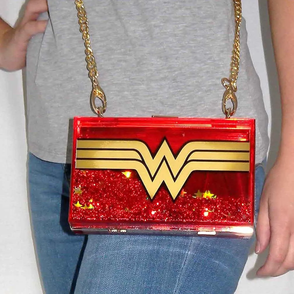 Wonder Woman Glitter Perspex Clutch Bag