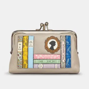 Yoshi Y1328 Jane Austen Bookworm Triple Frame Purse Warm Grey