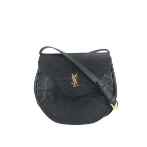 Yves Saint Laurent YSL Logo Shoulder bag Black Vintage cmeran